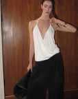 0122stepll Haut halter drapé blanc