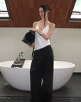 0122stepll Haut halter drapé blanc