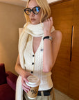 0122stepll Cable Knit Halter Button Vest