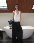 0122stepll Haut halter drapé blanc