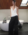 0122stepll Haut halter drapé blanc