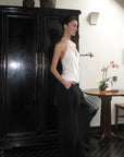 0122stepll Haut halter drapé blanc