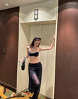 0122stepll シアードレープパンツ & コントラストキャミソールセット