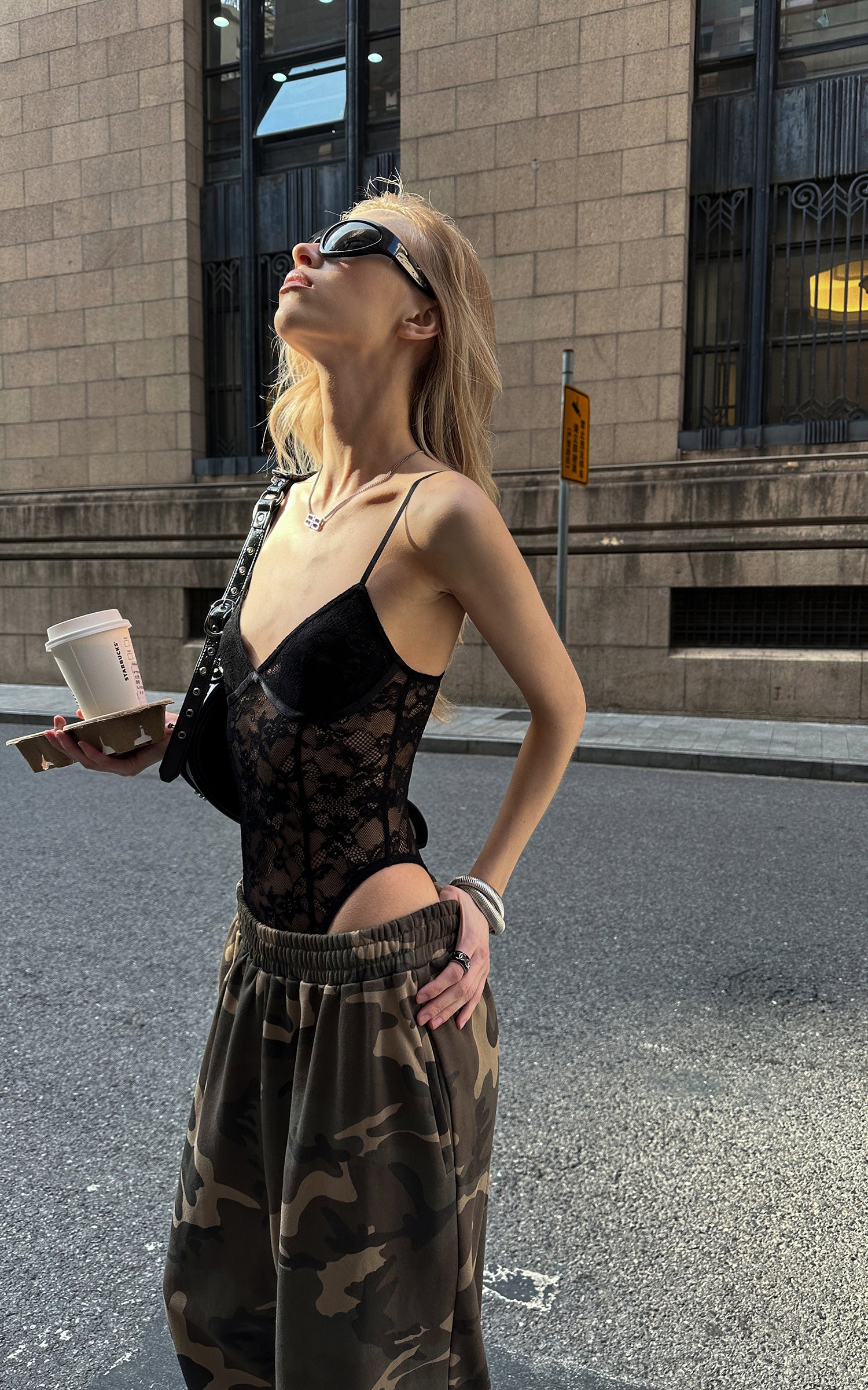 0122stepll Sheer Lace Contour Bodysuit