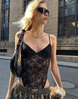 0122stepll Sheer Lace Contour Bodysuit
