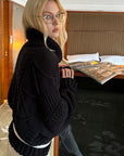 0122stepll Deconstructed Cable Knit Turtleneck Sweater