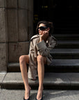 0122stepll Oversized Belted Short Trench Coat