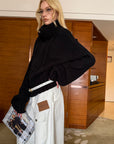 0122stepll Deconstructed Cable Knit Turtleneck Sweater
