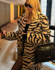 0122stepll Zebra Faux Fur Long Coat