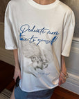 0122stepll Angel Script Oversized Graphic T-Shirt