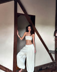 0122stepll Strapless Bandeau Top & Low-Rise Balloon Pants Set
