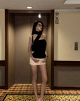 0122stepll Ribbon Halter Strapless Top