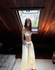 0122stepll Strapless Bandeau Top & Low-Rise Balloon Pants Set