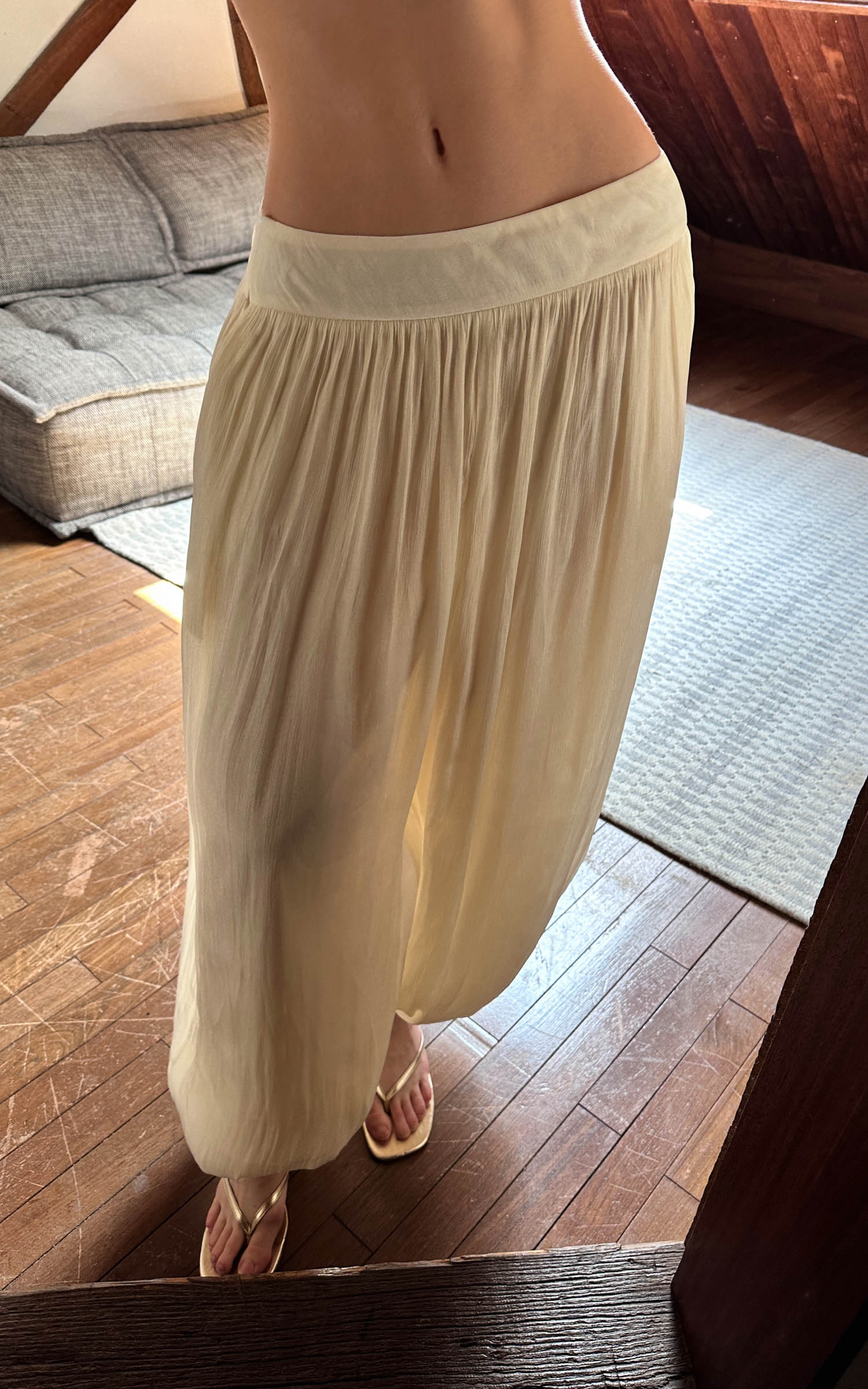 0122stepll Strapless Bandeau Top &amp; Low-Rise Balloon Pants Set