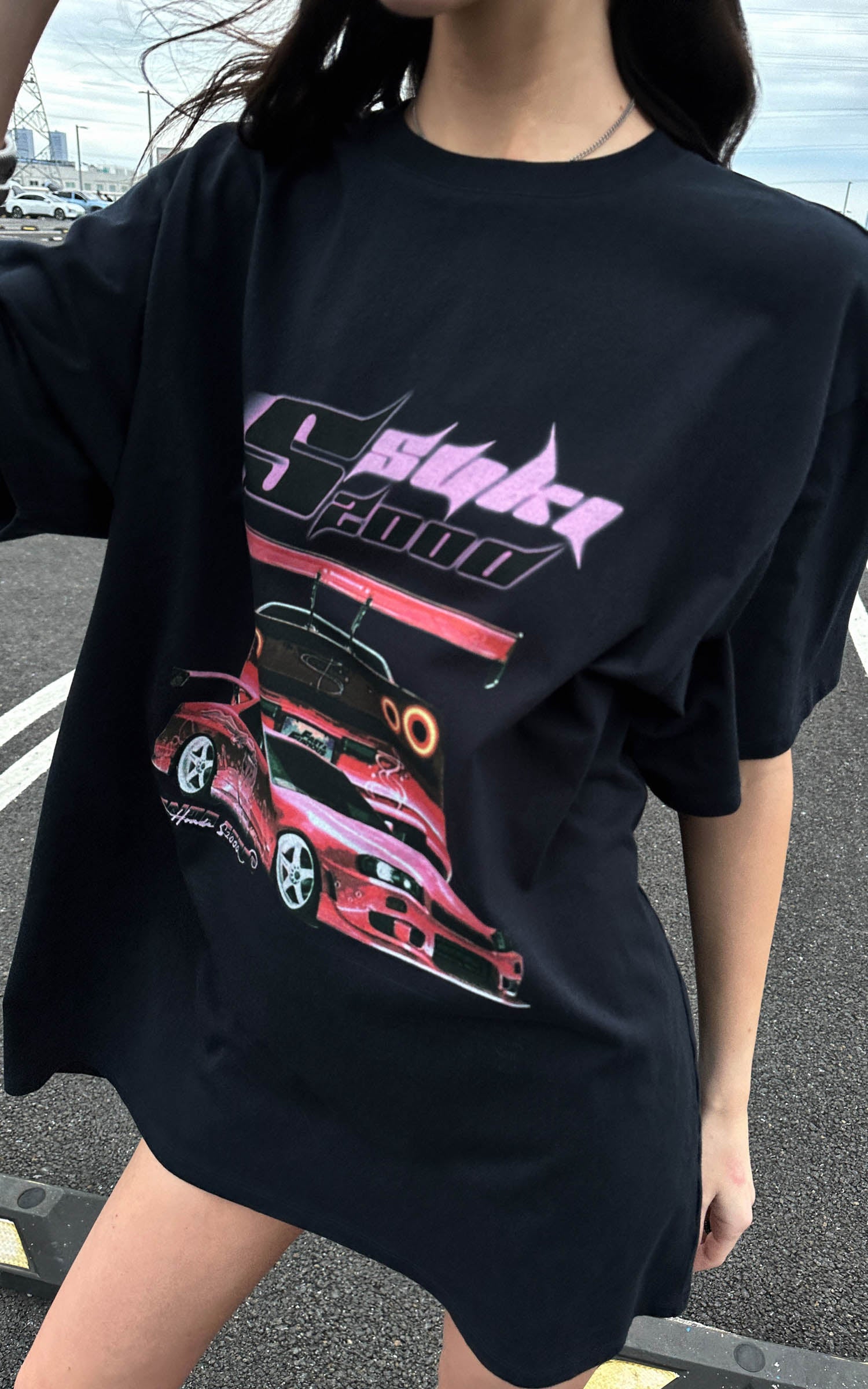 0122stepll スキ2000オーバーサイズグラフィックTシャツ