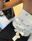 0122stepll Strapless Bustier & Cape Top Set