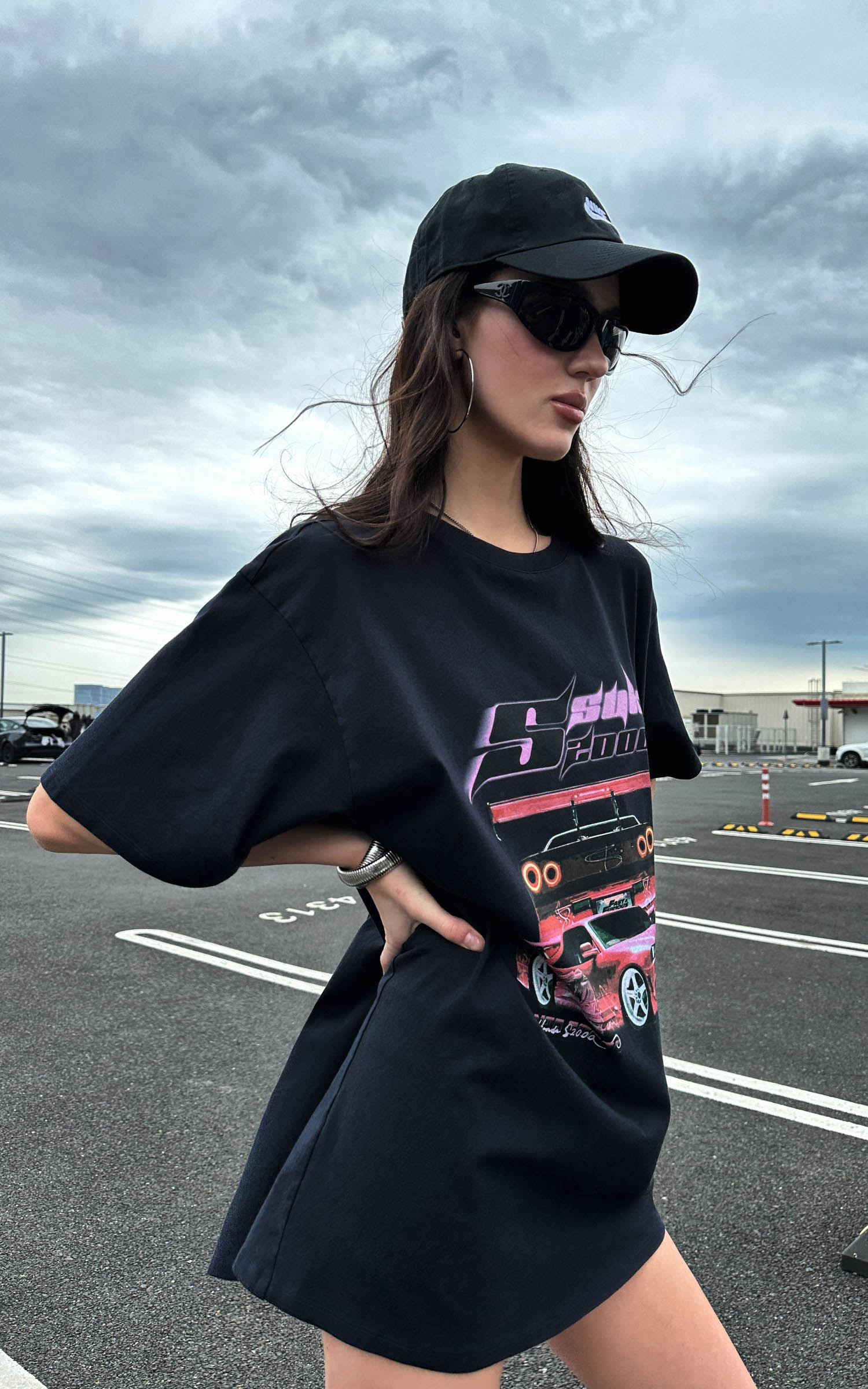 0122stepll スキ2000オーバーサイズグラフィックTシャツ