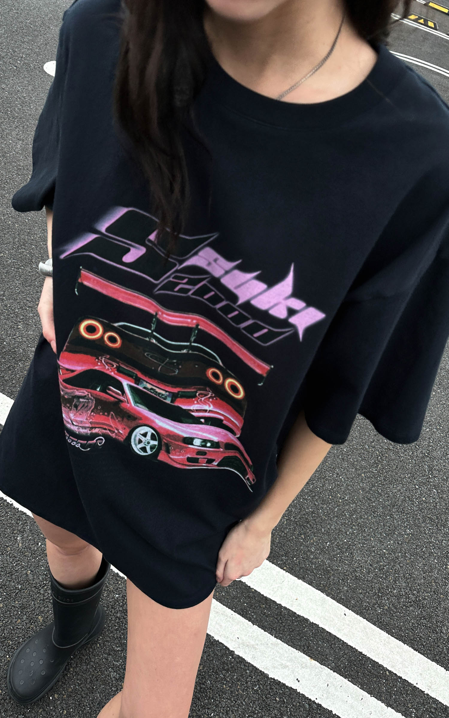 0122stepll スキ2000オーバーサイズグラフィックTシャツ