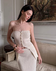 0122stepll Tie-Front Cardigan Button Knit Vest Maxi Skirt Set