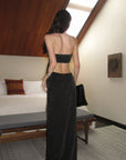 0122stepll Strapless Draped Cut-Out Maxi Dress
