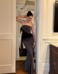 0122stepll Ensemble haut tube drapé asymétrique & jupe longue