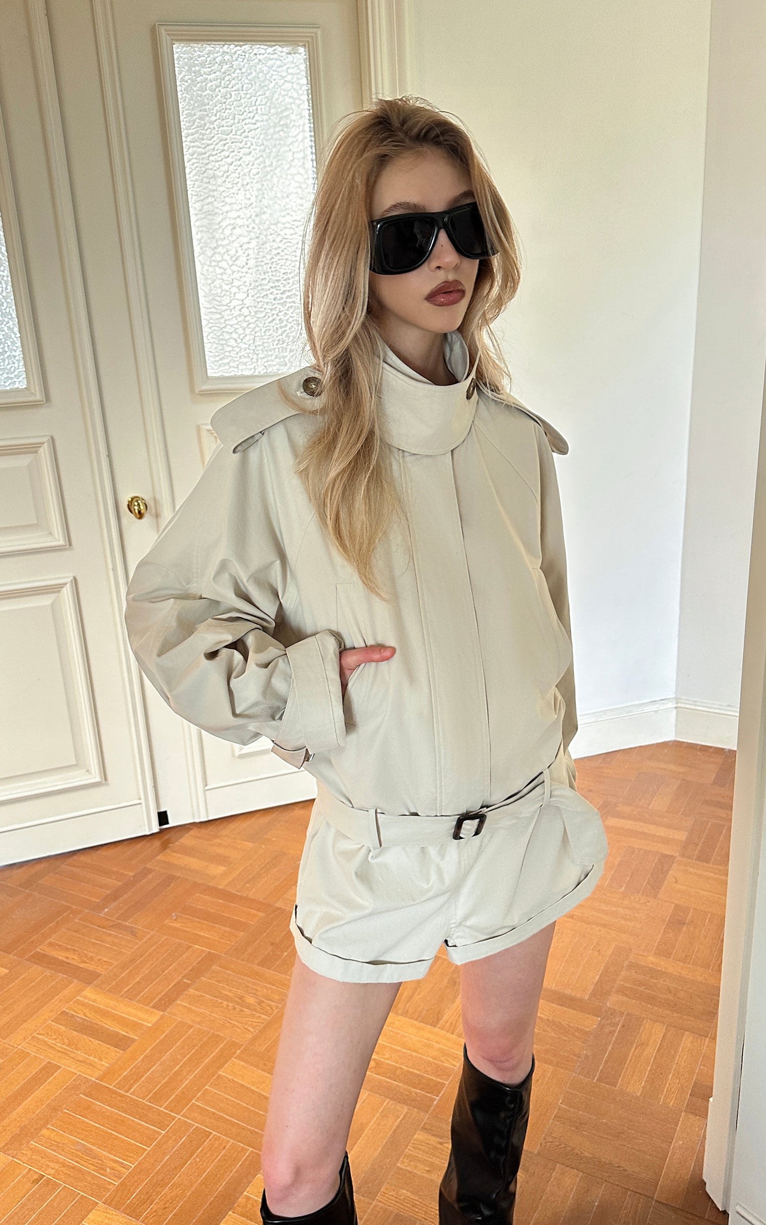 0122stepll Combinaison trench à ceinture