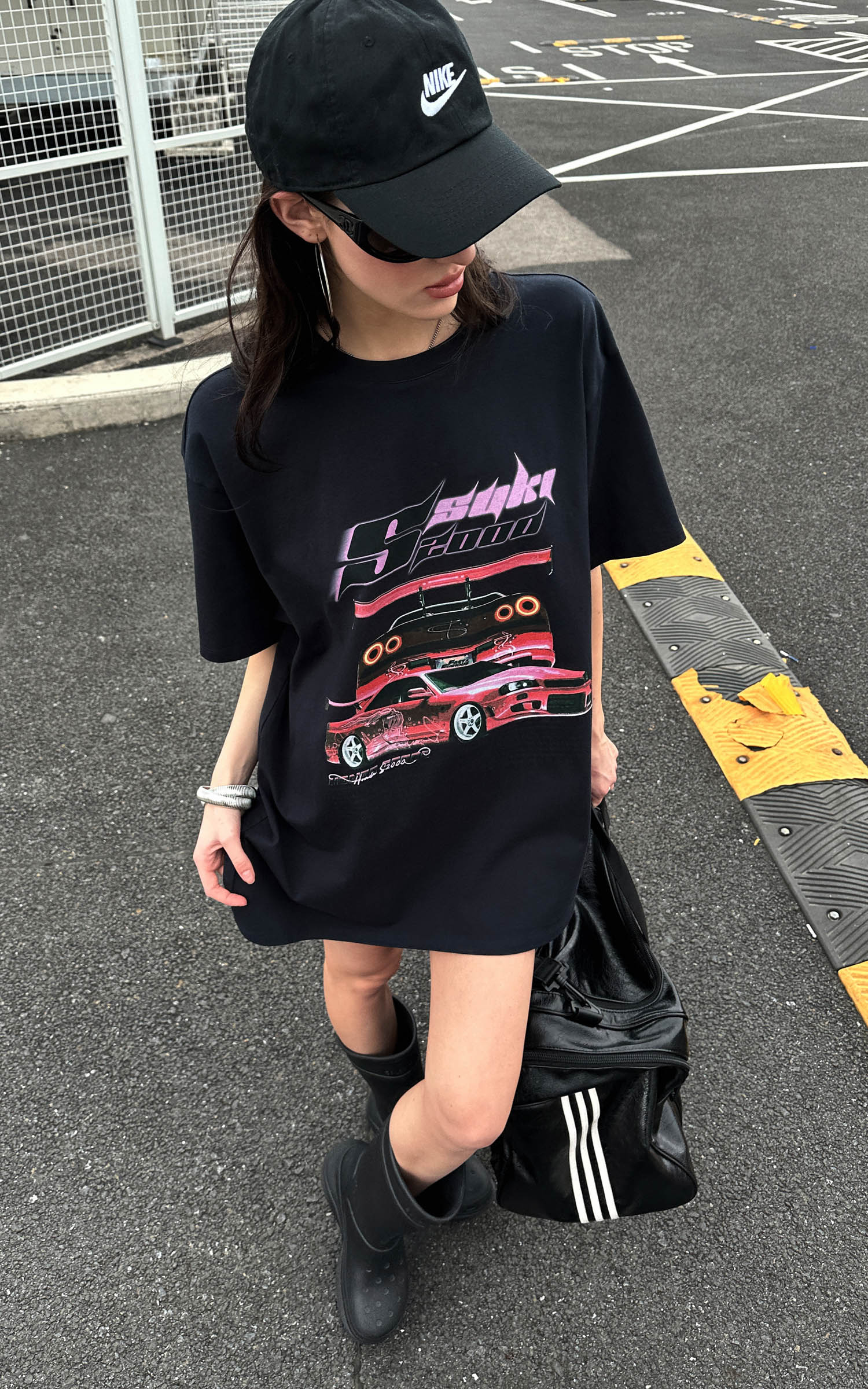 0122stepll スキ2000オーバーサイズグラフィックTシャツ