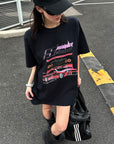 0122stepll スキ2000オーバーサイズグラフィックTシャツ