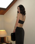 0122stepll Strapless Draped Cut-Out Maxi Dress
