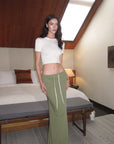 0122stepll Fitted Tee & Drawstring Maxi Skirt Set