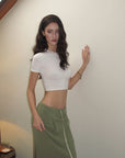 0122stepll Fitted Tee & Drawstring Maxi Skirt Set