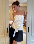 0122stepll Strapless Bustier & Cape Top Set