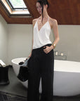 0122stepll Haut halter drapé blanc