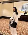 0122stepll Relaxed Linen Suit Set Blazer Pants & Wrap Skirt Overlay
