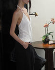 0122stepll Haut halter drapé blanc