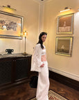 0122stepll Relaxed Linen Suit Set Blazer Pants & Wrap Skirt Overlay