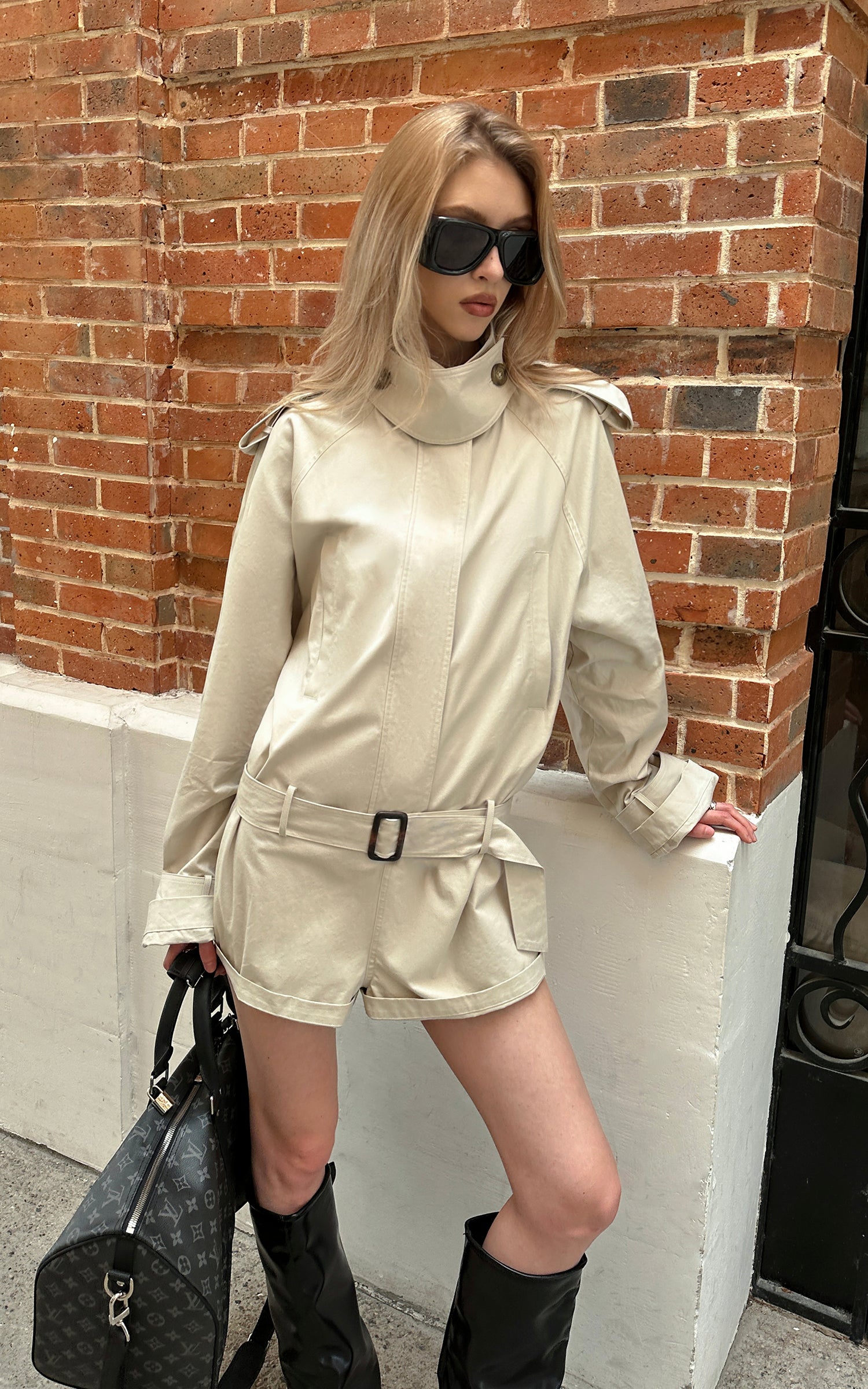 0122stepll Combinaison trench à ceinture
