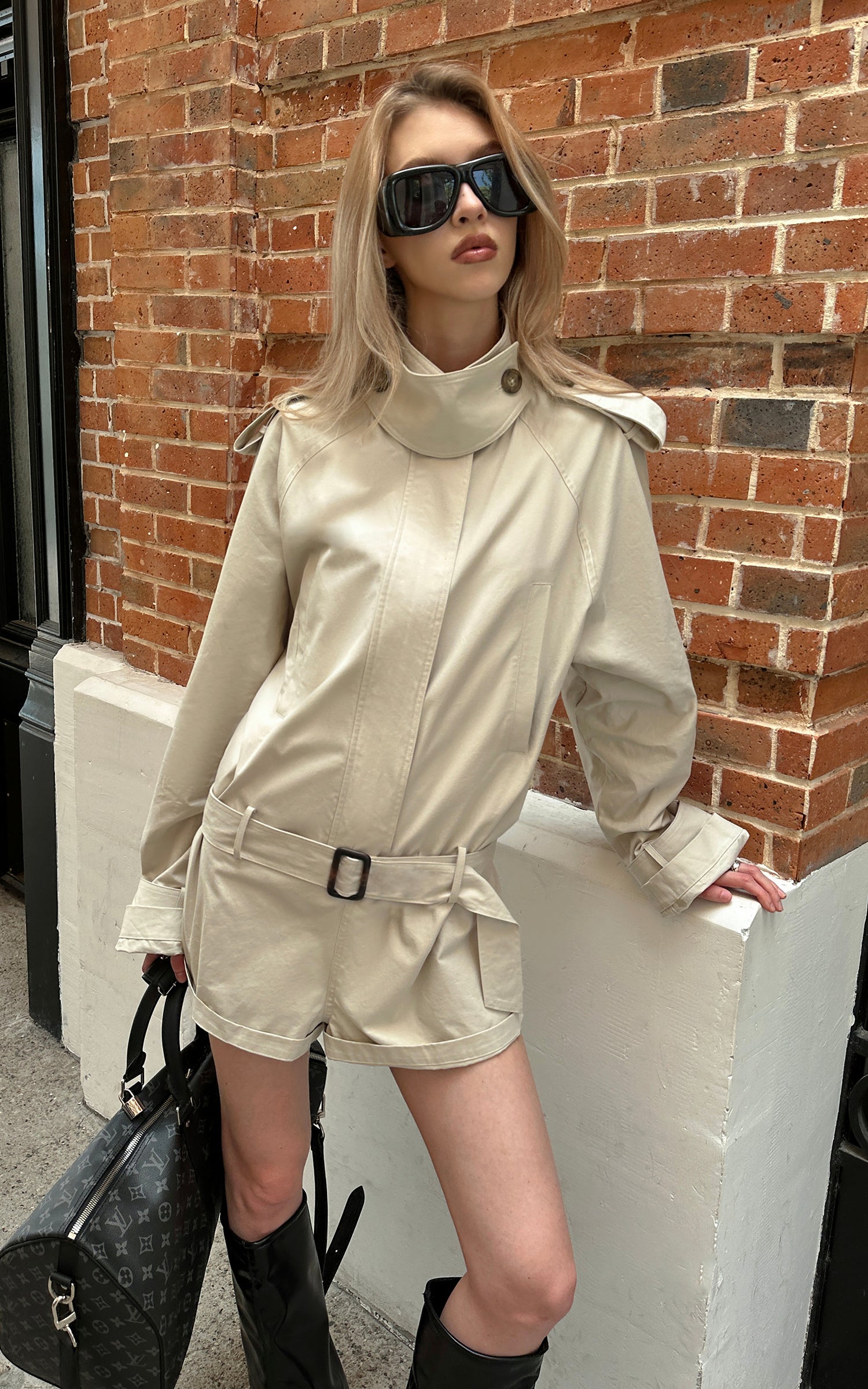 0122stepll Combinaison trench à ceinture