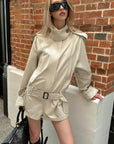 0122stepll Combinaison trench à ceinture