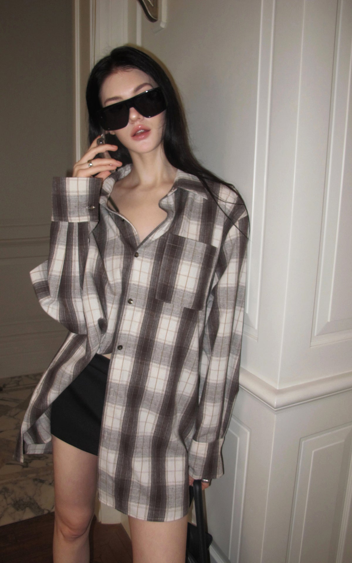 0122stepll After Hours Oversized Plaid Shirt