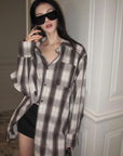 0122stepll After Hours Oversized Plaid Shirt