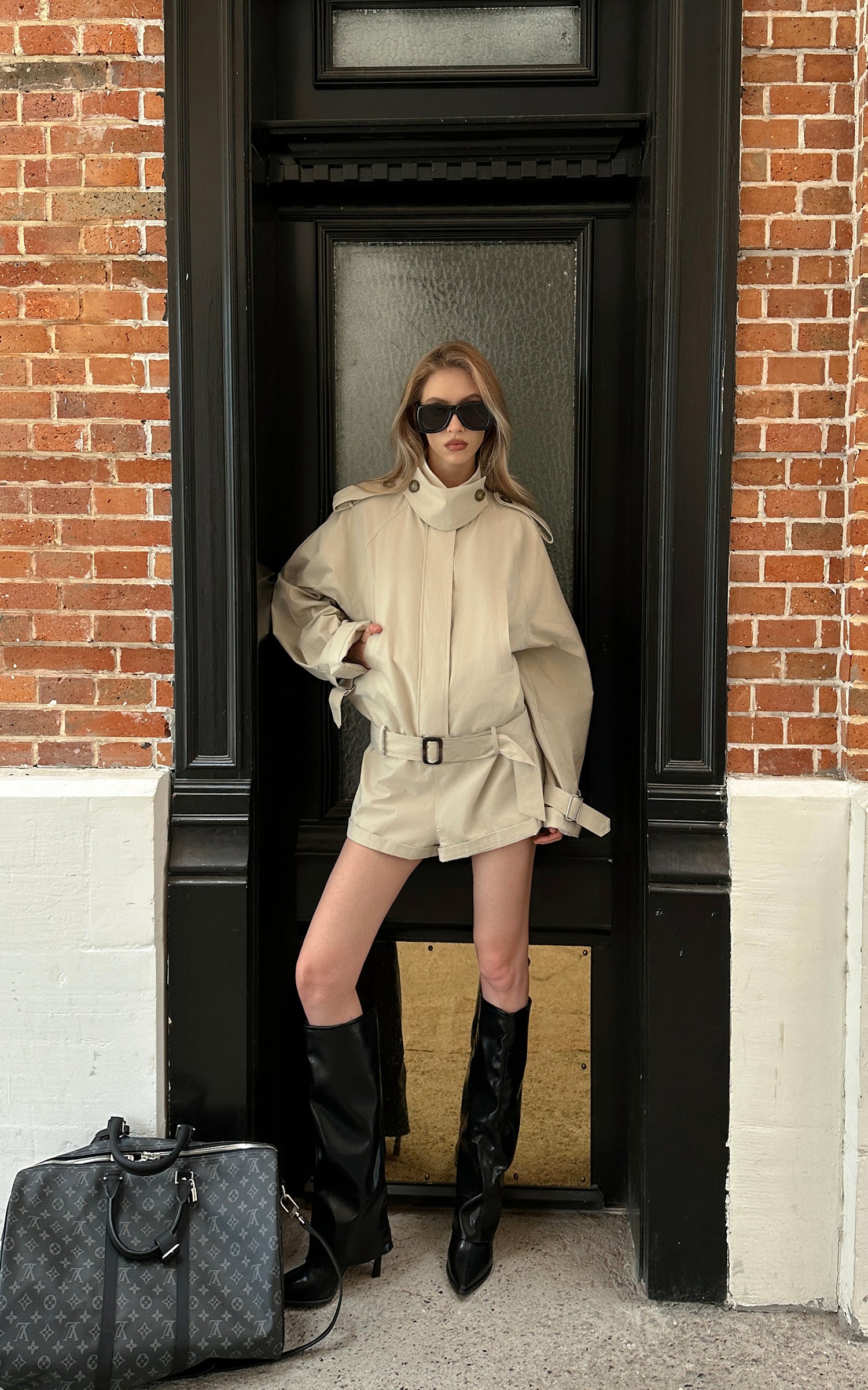 0122stepll Combinaison trench à ceinture