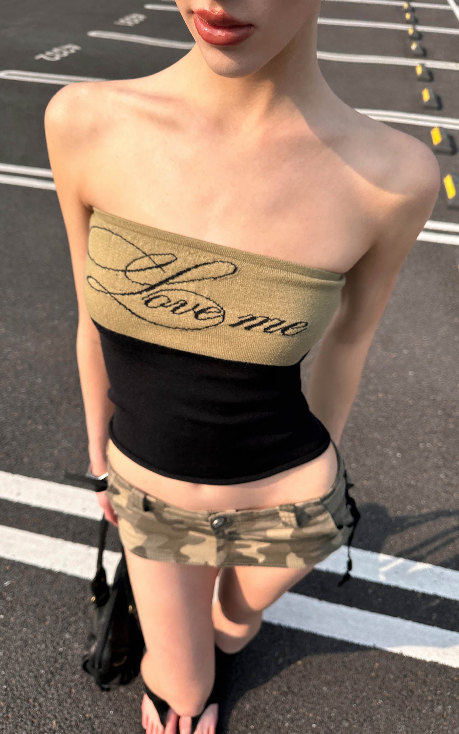 0122stepll Love Me Stretch Tube Top for Dark-Edged Streetwear