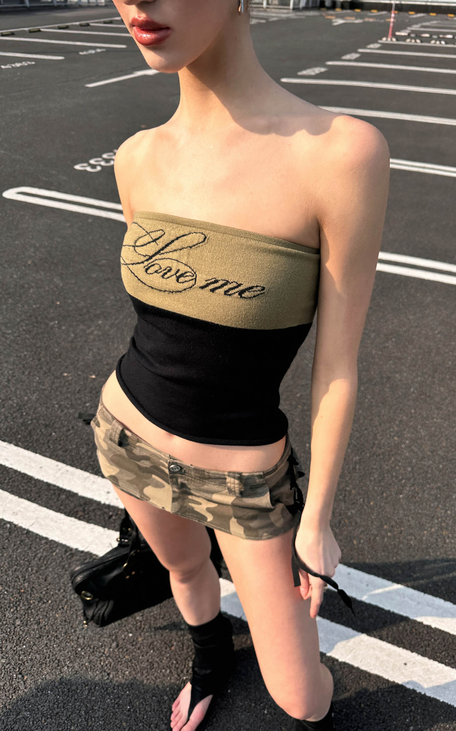 0122stepll Love Me Stretch Tube Top for Dark-Edged Streetwear