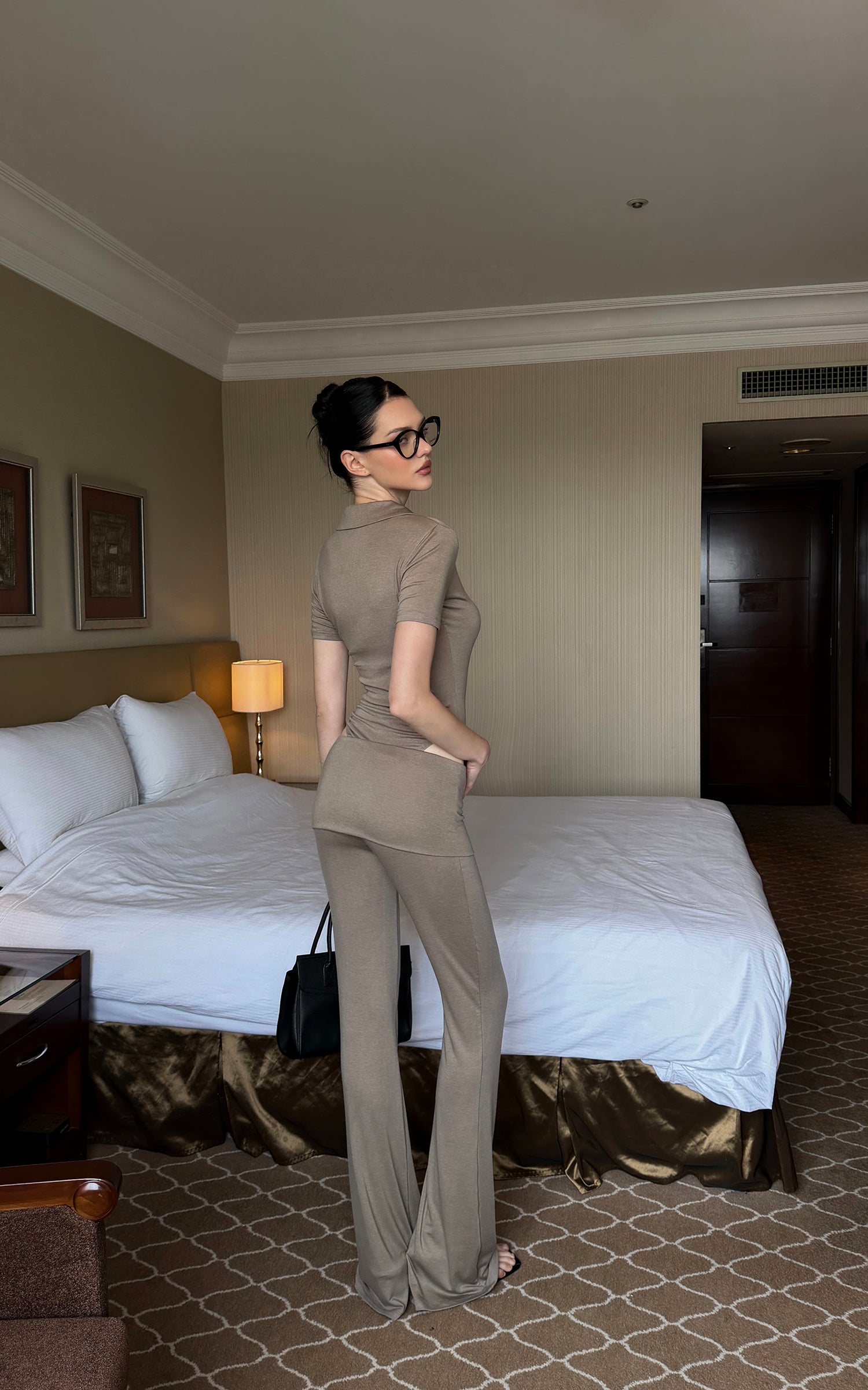 0122stepll Ensemble Body Polo &amp; Pantalon Évasé
