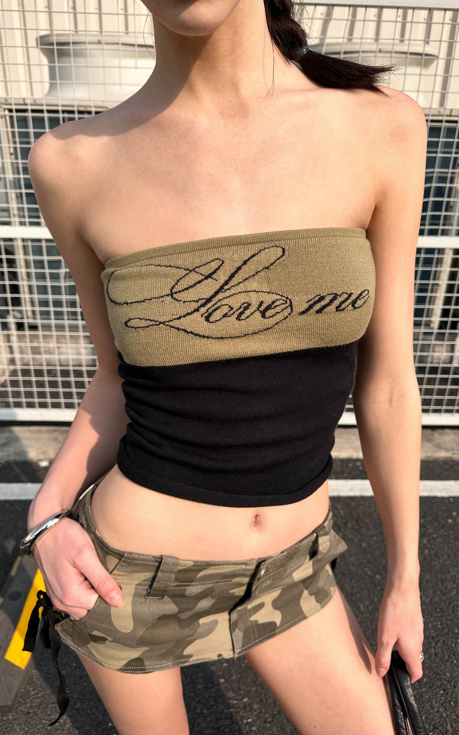 0122stepll Love Me Stretch Tube Top for Dark-Edged Streetwear
