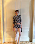 0122stepll Plaid Cropped Top & Mini Skirt Set