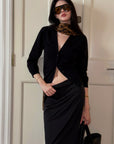 0122stepll Low-Rise Satin Mermaid Maxi Skirt