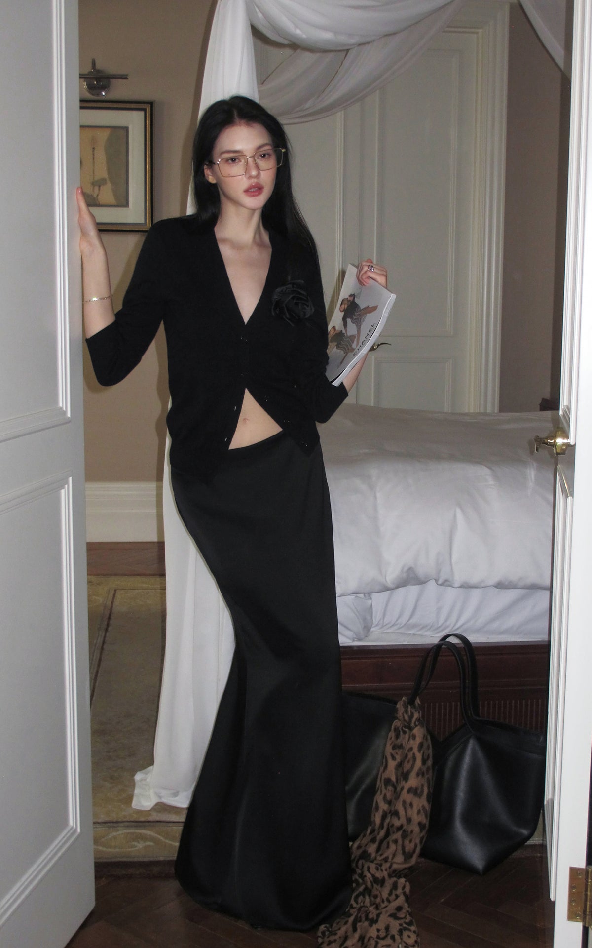 0122stepll Low-Rise Satin Mermaid Maxi Skirt