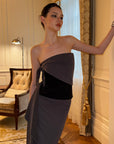 0122stepll Ensemble haut tube drapé asymétrique & jupe longue